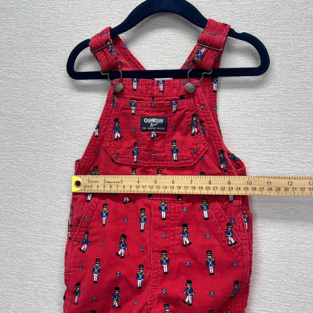 OshKosh Bgosh‎ Vestback Kids Red Corduroy Nutcracker Soldier Lined Overalls 12M - Picture 5 of 11